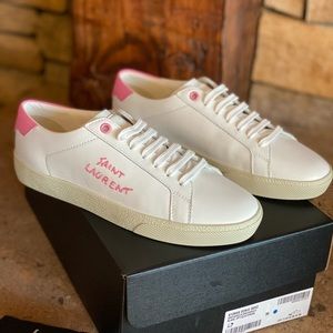 NWT Auth. YSL Saint Laurent court classic sneaker - pink/white